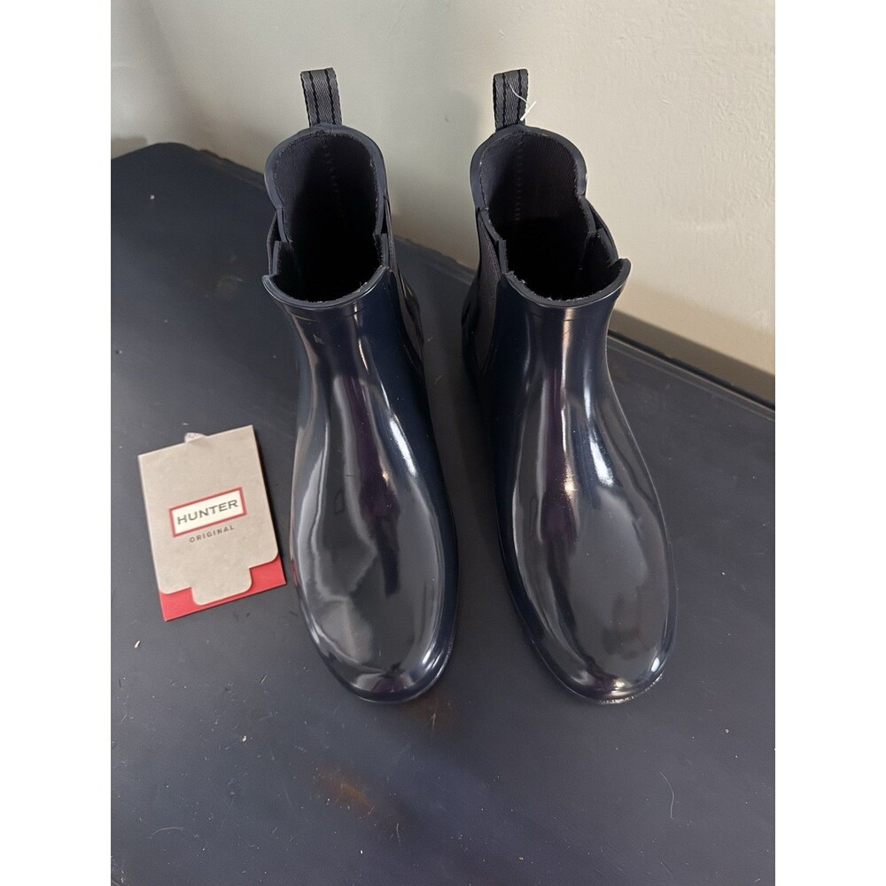 Hunter Women's Navy Original Gloss Chelsea Rain Boots Size US 7